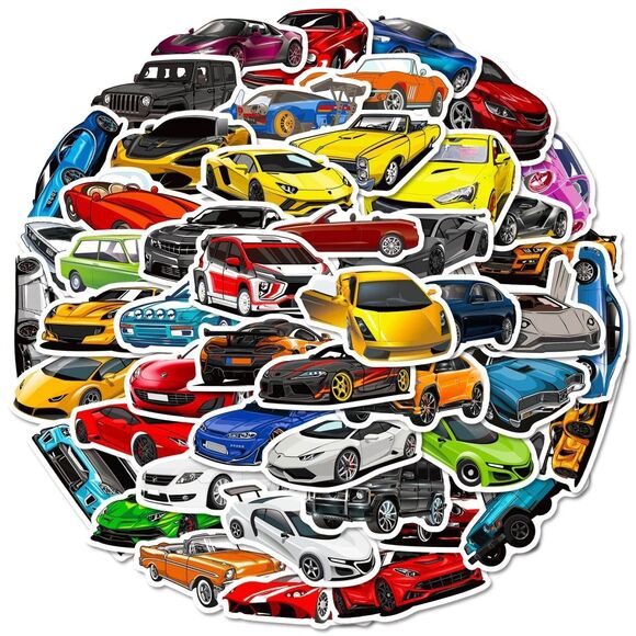 Sport Car Stickers 50 pcs Waterproof Vinyl Decorative Stickers - Picture 1 of 6